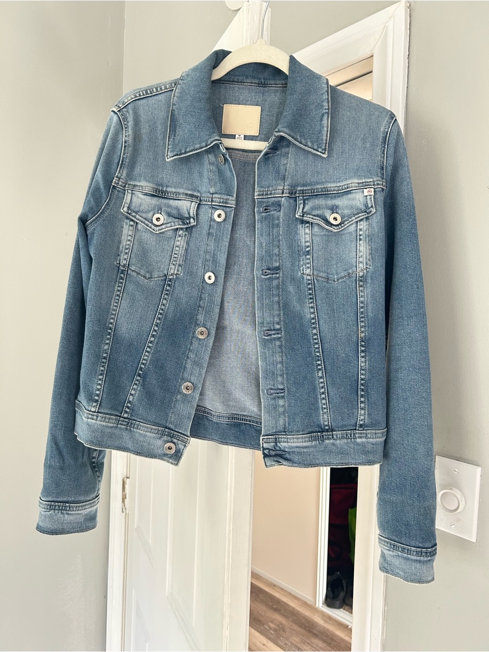 AG Adriano Goldschmmied Light Blue Denim Trucker Jacket
